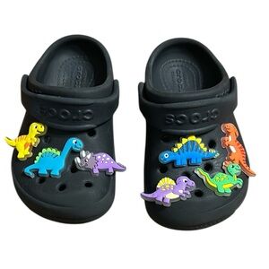 Crocs Kids Dino Clogs Black Size 7 | Dinosaur Jibbitz